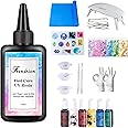 Frenshion UV Lamp+100G Upgrade 45S Fast Cure Clear Hard Resin+ Color Pigment+Mold+Sequin+Mat+Tool+Glove for DIY Casting & Coating Handcraft Jewelry Making