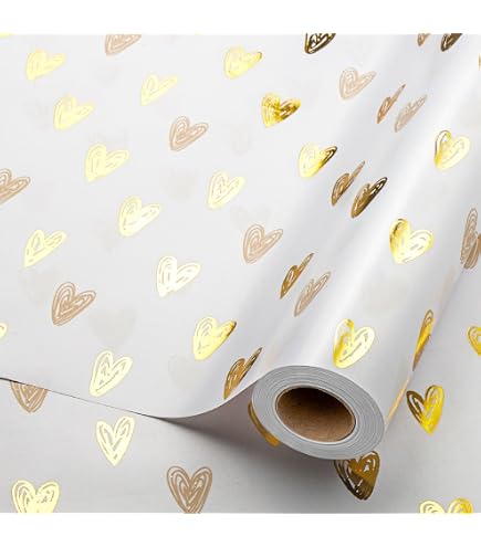 Papier D'Emballage Réversible Holijolly Happy New Year 2024 & Étoiles - 43,2 Cm X 10 M