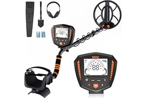 SUNPOW Detector de Metales Set Profesional, IP68 Bobina Impermeable, Identifica 9 Tipos De Metales, Alta Precisión, 10 Pulgadas De Profundidad De Detección, 5 Modos, Fuerte Anti-Interferencia, Adecuad