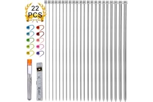 ARPDJK Lot de 11 Paires D'aiguilles à Tricoter Circulaires en Acier Inoxydable à Pointe avec Marqueurs de Point, Aiguilles à Gros Oeil Emoussées, Accessoires pour Débutants