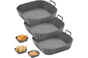 VERA STRIKE PACK de 3 Ollas de silicona para Airfryer de 3 a 5,5L, Cesta antiadherente reutilizable libre de BPA, accesorio para freidora sin aceite compatible con Ninja,Philips,Cosori,Moulinex,Tefal