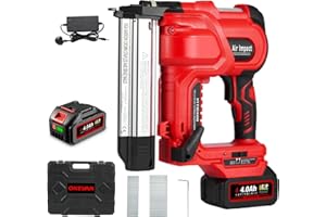ONEVAN Electric Nail Gun Cordless Staple Gun - for DIY Projects of Upholstery, Home Improvement and Woodworking(Incl. 1 Batteries & Charger)