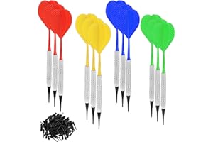aghoer Fléchettes avec Pointe en Plastique, Jeu de fléchettes Souples Portables avec 100 Pointes de fléchettes en Plastique, 4 Couleurs, fléchettes Professionnelles durables