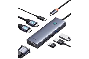 Baseus Koncentrator USB C Dual 4K HDMI USB C Triple Display 7 w 1 adapter USB C z 2 HDMI, VGA, USB 3.0, USB 2.0, 100 W PD USB C Dock do MacBook / Dell / HP / Surface / Lenovo / Steam Deck