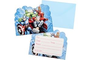 DEKEWE 20 PCS Avenge Party Invitations Kids, Cartoon Party Invites with Envelopes, Birthday Cards Birthday Invitations for Kids Girls Boys