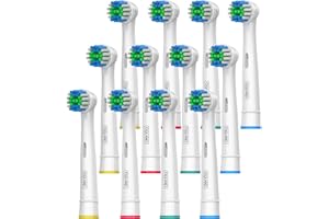 12 Pack Toothbrush Heads Compatible with Most Braun Oral B Electric Toothbrushes, Pack of 12 Replacement Toothbrush Head by Dentia®, White