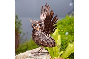 Yeomoo Figurine de hibou en métal - Décoration de jardin pour l'extérieur - Résistant aux intempéries - Cadeau pour femme, petite amie, maman, anniversaire, chouette - Figurine décorative pour