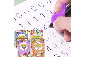 QianShouYan 4 Grande Calligrafia Magica Italiano Quaderni Riutilizzabile,Libro Magico da Scrivere per Bambini +2 Penne+10 Ricariche +2 Correttori di Postura delle Dita