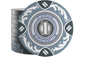 Bullets Playing Cards - 25 chips tony per poker set – valore 1 – 14 g – diametro 4 cm – colore grigio..