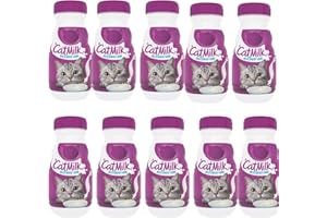 Cat Milk Treat 200ml Pack of 10 Kitten Pet Food Age 6weeks+ Calcium for Strong Bones Teeth Care Vitamins Minerals with Welari Thank You Card | (10pack) (2000ml)