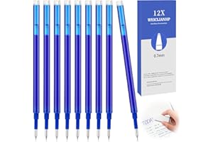 WEICLIANHP 12 Recharges pour Stylo Gel Effaçable, compatibles avec Pilot FriXion Ball, Clicker et Eberhard Faber, Pointe 0,7 mm, Rechargeable pour une écriture Fluide et Nette