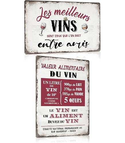 Plaque Décorative Murale "Vin Rouge" En Métal - Style Vintage Français, Dimensions 30,5 X 30,5 Cm, Pour Bar, Cuisine, Garage - Cadeau Déco