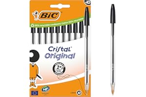 BIC Crystal Original Długopis Kulkowy Średnia Końcówka (10 mm) - Czarny Tusz Opakowanie 10 szt