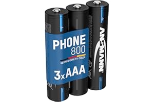 ANSMANN Piles Rechargeables HR03 Phone 800 mAh (Lot de 3) – Piles DECT pour téléphone sans Fil ou babyphone – Accumulateurs à Recharge Rapide et à Faible autodécharge