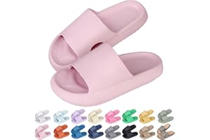 Sfit Badelatschen Damen Herren Wolkenschuhe Eva Badeschuhe Cozislides Badeschlappen rutschfeste Dusch Pantoletten Sommer Cozy Slides Schlappen,Rosa,38/39 EU