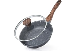 SENSARTE Padella in Granito Antiaderente 24 cm per Induzione e Gas con Coperchio - Rivestimento Senza PFOA, Manico Antiscottamento e Lavabile in Lavastoviglie