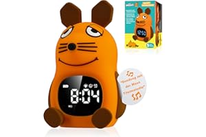 ‎BRESSER Bresser DieMaus Kinderwecker mit Nachtlicht, sanftes Aufwachen, 3-stufiges Licht, Touch-Steuerung, USB-C, Silikon, ab 3 Jahren