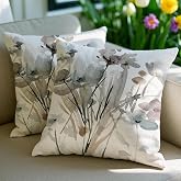 Outdoor Cushion Weatherproof Cushion Cover 45 x 45 cm Summer Decorative Cushion Retro Sofa Cushion Flowers Cushion Covers Decorative Polyester Cushion Cover for Garden Sofa Living Room Bed Set of 2