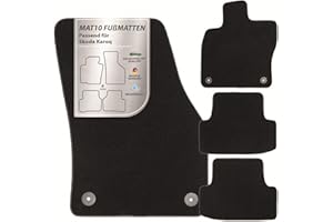 MAT10 Car Floor Mats for Skoda Karoq (from 11/2017, Type NU) Made of Velour, 4-Piece Car Mat Set, Durable OEM Quality, Made in Germany, Black