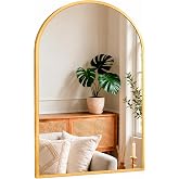 Marctani Large Arched Mirror 36x24 Inch Gold, Half Body Arched Wall Mirror with Thin Aluminum Frame for Hallway, Entryway and