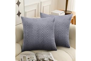 BedLooms Grey Velvet Cushion Covers 45 x 45 cm (Pack of 2) Unique Ultrasonic Cushion Cover Decorative Square Throw Pillow Case for Sofa Living Room Couch with Invisible Zipper (18 x 18 Inch)