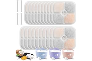 KOMABLEN Lot de 20 Filtre Fontaine Eau Chat, Filtre Fontaine avec La Résine et Charbon Actif, Quadruple Filtration Remplacement Filtre Fontaine à Eau pour Chien avec 4 tuyaux en Silicone