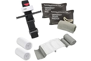 Laccio emostatico tattico AQTAQ, benda israeliana da 6", benda elastica da 12 m, garza sottile, misure di primo soccorso per fermare l'emorragia, benda di emergenza, laccio emostatico