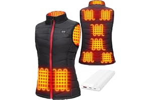 Cubovie Beheizbare Weste, Heizweste Damen mit Powerbank, Beheizte Weste Damen mit 9 Heizzone, Heizweste Wärmeweste mit 3 Stufen Temperatur, Wärmeweste für Outdoor Wandern Camping