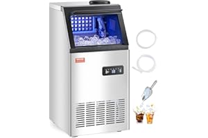 VEVOR Commercial Ice Maker (110lbs/day) Ice Maker with 28lb Storage Capacity, 36 Ice Cubes in 15 Minutes with LED Digital Display & 2 Ways to Add Water, for Bar Office Restaurant
