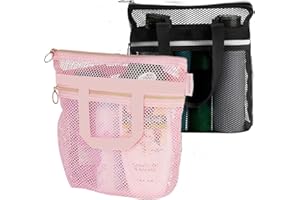 dinghaole Mesh Shower Bag 2 Pcs, Quick-drying Portable Shower Bag 25 X 26 Cm - With Zip And 2 Pockets, For Travelling, Gym, Camping, Beach, For Cosmetics