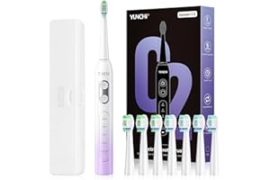 YUNCHI C2 Elektryczna szczoteczka do zębów z 40000 VPM, szczoteczka soniczna dla dorosłych i dzieci, ładowanie przez USB-C, 30 dni pracy akumulatora, 5 trybów czyszczenia, 2-minutowy timer, 8 główek