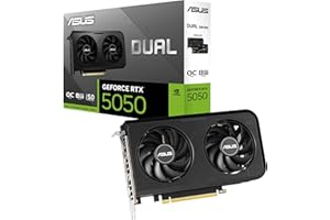 ASUS Dual NVIDIA GeForce RTX 5050 OC Edition, Scheda Grafica 8GB GDDR6, 128 Bit, PCIe 5.0, 2 Ventole Axial-Tech, 1 HDMI 2.1b, 3 DisplayPort 2.1b, Software GPU Tweak III, Nera, DUAL-RTX5050-O8G