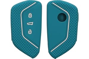 kwmobile Carcasa Compatible con Llavero de VW Golf 8 Llave de Coche de 3 Botones Funda - Funda para Mando de Coche de Silicona - petróleo/Blanco
