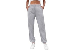 heekpek Pantalon Jogging Femme en Coton Pantalon Jogging Femme Chic Élastique Taille Haute avec Poche Pantalon de Training Sport Yoga et Fitness