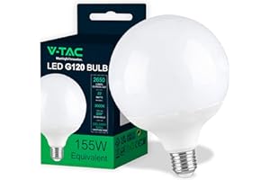 V-TAC Lampadina LED Globo con Chip Samsung e Attacco Edison E27, 22W (Equivalenti a 155W) G120-2600 Lumen - Lampadina LED Massima Efficienza e Risparmio Energetico - Luce 3000K Bianca Calda