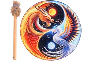 SHENRONGTONG Shamanic Drum, Shamanic Hand Drum, PU Leather Sibirian Drum With Drumstick, Spiritual Drum Music Drum, Vintage Wooden Drum For Sound Healer