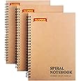 CLAPONE A5 Spiral Notebook 120 Plain Sheets, 140 GSM Heavy-Duty Natural White Paper - Ideal for School, College, Office, Home Use Note Book Collage Notebooks,Brown