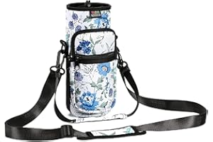 Nuovoware Water Bottle Carrier Bag,750ml/1000ml/1800ml Bottle Pouch Holder, Adjustable Shoulder Hand Strap 2 Pocket Sling Neoprene Sleeve Sports Accessories for Hiking Travelling Camping