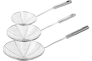 DAQOUPZI Ensemble de 3 pièces araignée passoire cuisine，ecumoire cuisine inox，passoire inox pates，Pour les aliments frits, les pâtes, raviolis