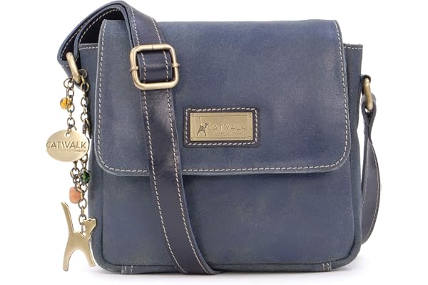 Catwalk Collection Handbags - Petit Sac Bandoulière Femme en Cuir Vieilli - Moyen Messenger Bag Avec Bandoulière Réglable - Sabine S