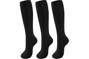 CLOSEMATE Calcetines Altos Mujer Hasta la Rodilla 3 Pares Suaves Cómodos de 80% Algodón Medias Elásticos Transpirables sin Compresion 35-38 39-42