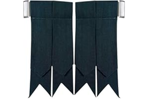 TIDONEAM Bottle Green Tartan Kilt Hose Sock Flashes with Heavy Buckle Adjusters