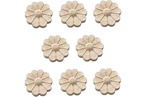 Hezhou Madera Tallada Decoración Calcomanias para Muebles de Madera Molduras para Puertas Sin Pintar DIY Madera Tallada para Muebles Cama Puerta Ventanas de Decoración Molduras de Madera (N)