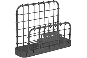 Spectrum Diversified Desktop Briefhalter Modernes Bauernhaus-Bürodekor, Heimbüro rustikalem Namensschild, Vintage-Briefaufbewahrung und Schreibtisch-Organisation, Stahl, Schwarz, Letter Holder