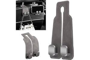 Wbgraceful 2Ps Car Seat Back Double Hook,Car Hooks for Headrest, Double Headrest Hooks Purse Holder & Mobile Phone Holder,Multifunctional Hook for Car Seat Back, Car Headrest Hooks for Purses and Bags
