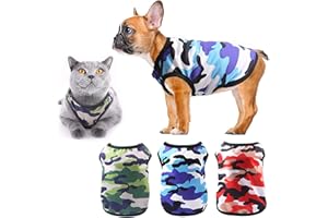 TVMALL 3 Pezzi Camicie per Cani Maglietta Vestiti per Cani Gatto T-shirt Camicie Sportive mimetiche estiva Gilet per Cani traspirante Abbigliamento da spiaggia per Cuccioli, Cani di Piccola taglia e Gatti
