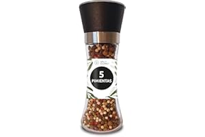 WALLY GOURMET Cinco Pimientas En Molinillo. 100% Natural, Organico, Sin Aditivos, Sin Refinado. Para Sazonar Y Condimentar. (Cinco Pimientas en Grano)