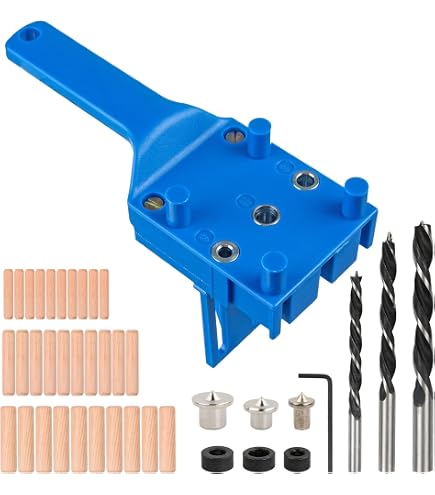 3-in-1 Bohrschablone Für Möbelbau – Für 8/10/15 Mm Holzdübel, Aus Aluminium, Mit Positionierungsclip & Bohrern