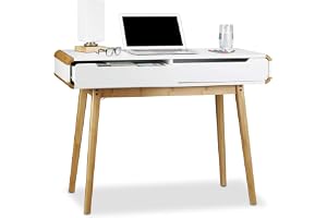 Relaxdays skrivbord, vit | med lådor, nordisk design, sminkbord, barnskrivbord, HxBxD: 73 x 100 x 45 cm