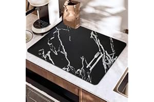 SOQKEEN Tappetino Assorbente Cucina 40x60cm Marmo Nero, Super Assorbente, Antiscivolo, Arrotolabile per Macchina Caffè, Lavello e Accessori Cucina